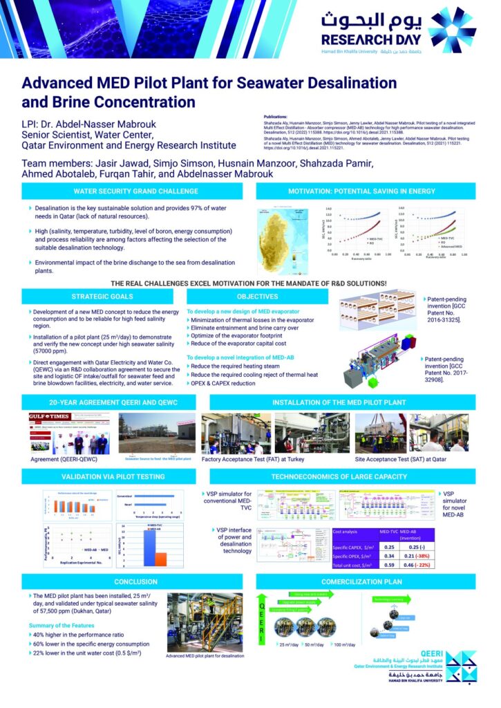 Advanced MED Pilot Plant for Seawater Desalination and Brine Concentration